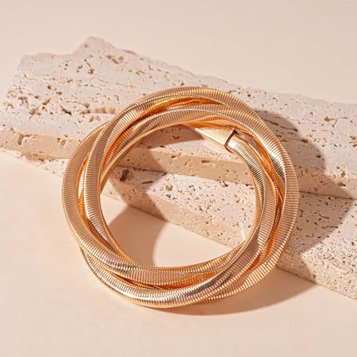 Chunky Gold Bangle Bracelets for Women Trendy Irregular Statement Cuff Bracelets Stack Wide Minimalist 3PCS Bangle Set Jewelry - style: T-Gold B
