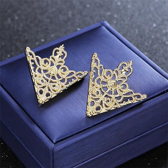 5 Pairs Retro Hollow Pattern Shirt Collar Brooches For Women And Men Gold Plated Triangle & Simple Elegant Double Leaf Collar Pin Brooches Gold Silver Plant Brooch Jewelry - style: Gold sj