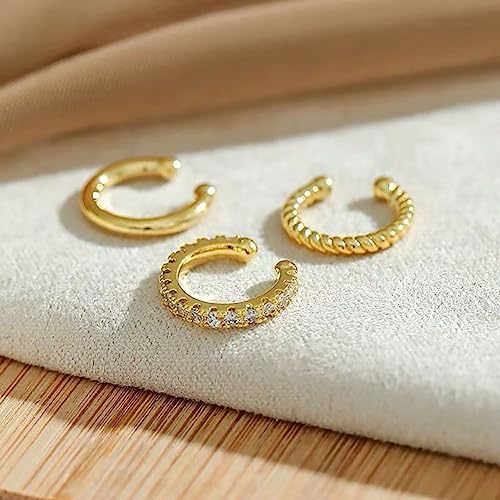 3 Pcs Ear Cuffs Non Piercings Set for Women Teen Gifts Trendy Stuff Jewelry - color: Gold