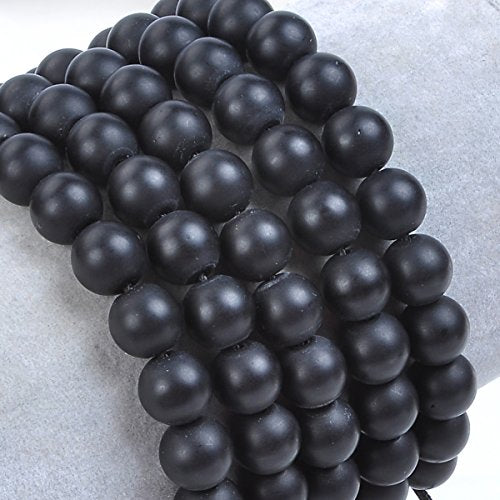 MASSIVE BEADS Natural Healing Power Gemstone Crystal Beads Unisex Adjustable Macrame Bracelets - color: Matte Onyx, size: 8mm