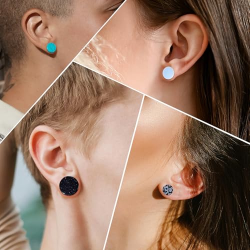 Qmcandy 6 Pairs/16 Pairs Natural Stone Ear Plugs Saddle Plugs Ear Gauges Expander Piercing Gauge 8G to 13/16 inch - color: 12pcs 9/16"(14mm)