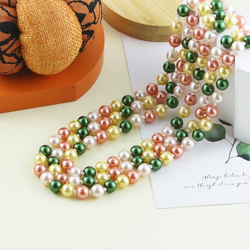 Pearl Necklaces for Women 60'' 70" Long Pearl Necklace 15.75'' Pearl Choker Necklace Chunky Bead Layered Faux Pearl Dangle Wedding Bridal 1920s Gatsby Christmas Costume Jewelry Gifts - color: Colorful-60“