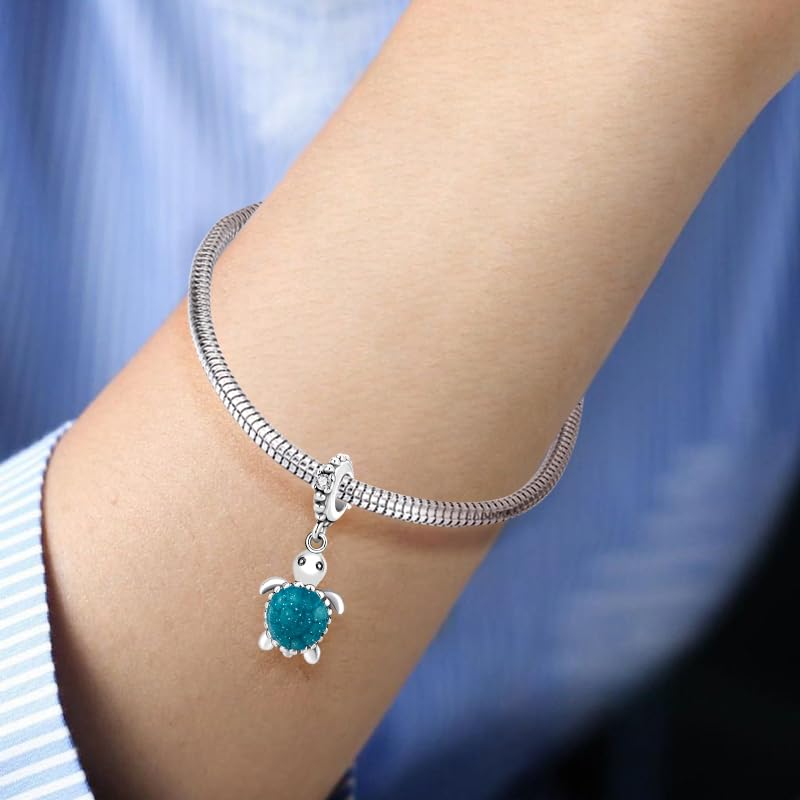 LNQOBU 925 Sterling Silver Charms Color-changing Chameleon Dangle Charm Beads Glow in the Dark Charme fits Pandora Bracelets and Necklace Jewelry Gift for Women - style: Thermochromic sea turtle