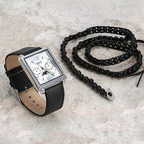 Multi Strand Tiger Eye Black Onyx Bead Bracelet Silver Tone Stainless Steel - color: Black