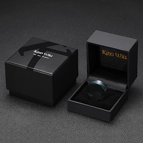 King Will Mens Galaxy Tungsten Wedding Band | 6mm/8mm, Beveled Edge, Comfort Fit, Durable, Sandstone Opal Inlay Polished, Everyday Wear - color: Blue Green-8mm