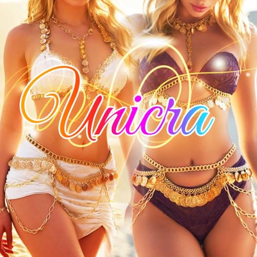 Unicra Gold Coin Waist Chain Layered Belly Chain Summer Beach Bikini Body Chain for Women