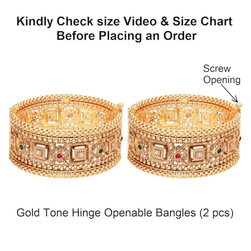 Efulgenz Indian Wedding Bridal Bollywood Broad Big Bracelet Bangle Set - size: 2-8