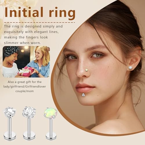 15Pcs 20G/18G/16G Flat Back Push in Stud Earrings 316L Surgical Stainless Threadless nose rings Medusa Piercing Jewelry Hypoallergenic Labret Studs Lip Rings ring for Women Men Be Equipped With Ball Grabber Tool - color: Silver, size: 16G(1.2mm)
