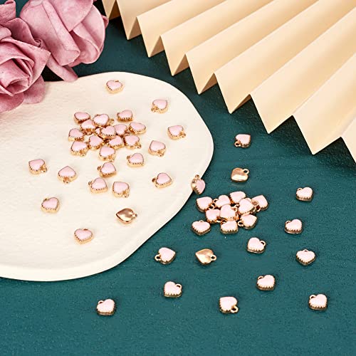 Cheriswelry Mini Heart Charms Enamel Love Heart Alloy Pendants Valentine Dangle Charms for DIY Earring Bracelet Necklace Jewelry Making - color: Pink
