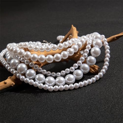 Long Pearl Beaded Necklace Layered Big Small Beads Pearl Necklaces Multi Strand Pearls Necklaces for Women Trendy Jewelry Gift - color: A