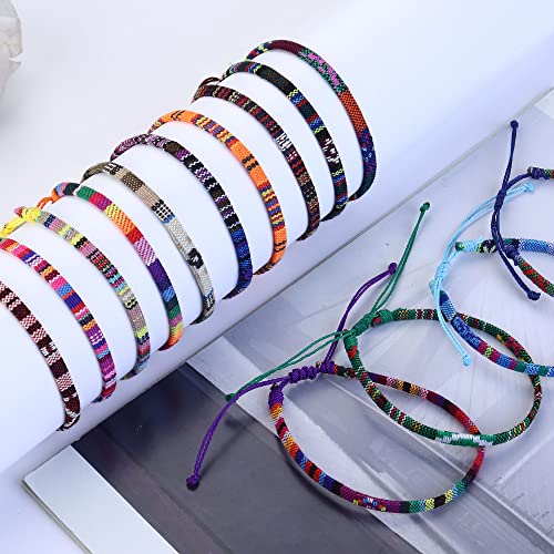 Florideco 24 Pcs Boho Surfer Bracelet Anklet Adjustable Beaded Anklets Handmade Braided Bracelet Colorful Anklet Summer String Rope Ankle Bracelets Waterproof Surfer Beach Bracelet Boho Jewelry for Women Men - color: Boho Style