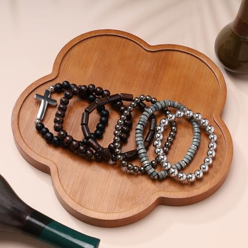 Mens Beaded Bracelets Tribal Wooden Elastic Adjustable Prayer Beads Wrap Cuff for Women - color: M: 6pcs