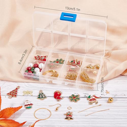 SUNNYCLUE 1 Box DIY 10 Pairs Christmas Enamel Charms Earring Making Kit Jingle Bell Pendants for Jewelry Making Rhinestone Christmas Charms Snowflake Santa Claus Bowknot Jewelry Connectors Adult Women - color: 6-diy-10 Pairs Christmas Enamel Earrings