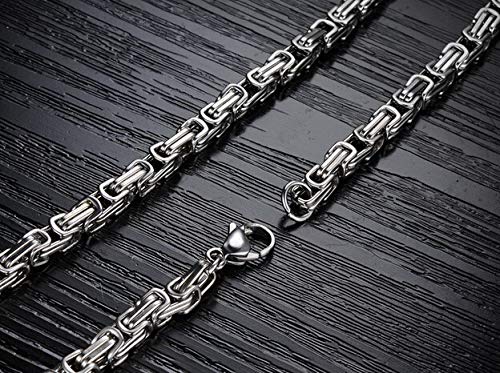 Heart Padlock Collar Stainless Steel Lock Necklace Byzantine Chain Necklace Locking Collar Choker for Men Women Jewelry - style: E