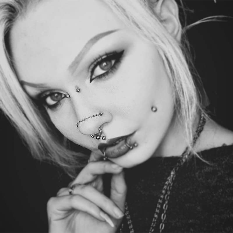 PunkTracker 20G Nose Rings 2mm 2.5mm 3mm CZ Nose Studs | with Chains Surgical Steel Nose Piercing Jewelry Nose Ring Studs - style: Black, Nose Screw