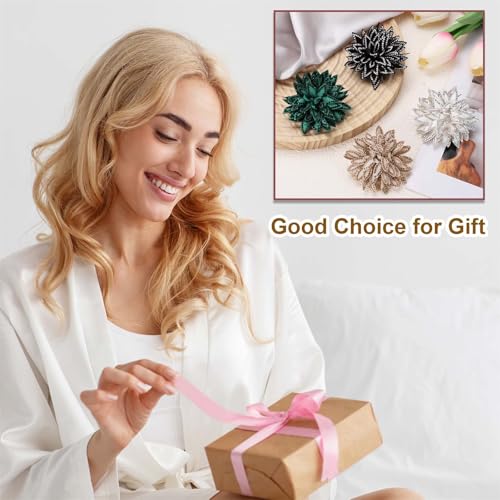 PATIKIL Flower Brooch Pin for Women, Rhinestone Rose Flower Brooch Dainty Fabric Floral Boutonnieres for Women - color: White