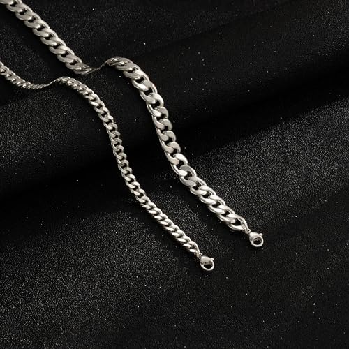 Ankle Bracelets for Women Waterproof 14K Gold/Silver Plated Chain Anklets | Trendy Gold Anklets,Layered 14K Gold Plated Stackable Chunky Cuban Link Chain Anklet Bracelet Set,Summer Beach Jewelry Gift - color: 2 cuban-sl