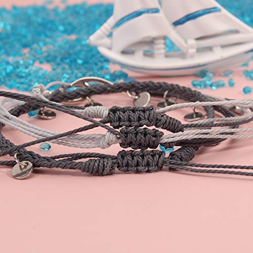 Waterproof String Anklets Cute Beaded Ankle Bracelets Beach Wave Anklet Stainless Steel Coin Boho Ankle Jewelry for Women - color: Grey
