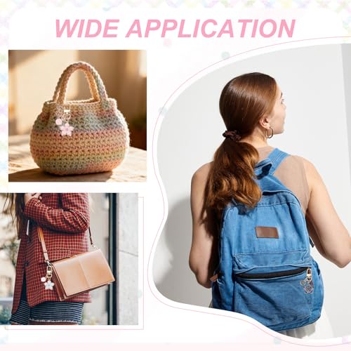 PATIKIL Flower Initial Keychain, Letter Keychain Charm Graceful Flower with Letter for Women Pendant Key - color: White