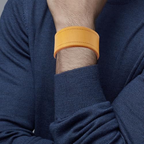 Genuine Leather Cuff Bracelet, Retro Brown | For Men Women, Wide Cowhide, Adjustable Wrap Wristband, Handmade Blank Cuff Bangle, Snap Closure - color: Brown