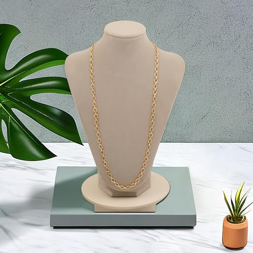 Aobei Pearl 18K Gold or Platinum Long Chain Necklace for Women Chunky Statement Chain Link Necklace Adjustable Geometric Open Chain Layering Jewelry - color: Gold Oval Chain