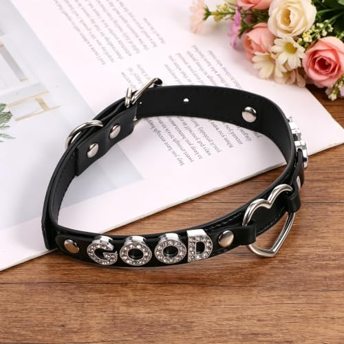 Good Girl Collar, Gothic Punk Cute Owned Choker for Women | Black Heart O-ring Letter Choker Necklace, PU Leather Collar Necklaces, Halloween Christmas Jewelry