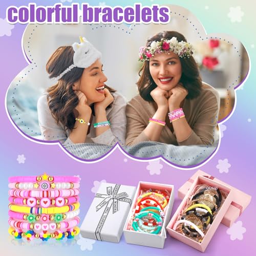 Friendship Bracelets Heishi Surfer Clay Bead Bracelets Set Stackable Beaded Preppy Jewelry Bracelets Friendship Boho Y2K Bracelets for Women Teen Girls Party Favors - color: Esthetics