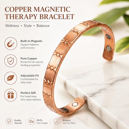 Pure Copper Cuff Bangle Bracelet 100% Solid, Raw & Uncoated Handmade Bracelets Jewelry Cuff Gift Bangle for Women & Men - color: Copper Cb-106