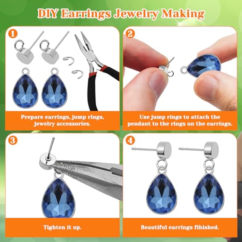 54pcs Earring Studs for Jewelry Making,Round Ball Post Stud Earrings Hypoallergenic Earring Posts with Ear Nuts for Anniversaries Gifts, Favors, Jewelry Making(Silver) - color: 54pcs;Silver
