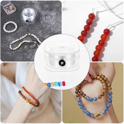 1 Rolls 0.2mm Elastic String for Bracelets 240 Yards Flat Stretchy Bracelet String with Organizing Case Round Stretchy Bracelet Strings for DIY Friendship Bracelets Jewelry Making, White