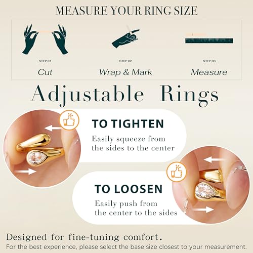 Non Tarnish Gold Chunky Rings for Women, 14K Gold Plated Statement Dome Rings Stacking Silver, Adjustable Mens Eternity Wedding Band Mixed Metal Jewelry Size 3-13 - color: Silver & Gold, size: 9, style: Diamond Love Bands(2 Pcs)