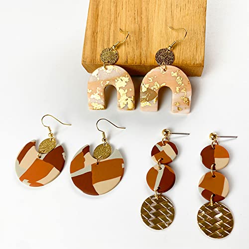 Retro Wooden Resin Geometric Bar Drop Dangle Earrings Layered Leopard for Women Polymer Clay Lightweight Statement Jewelry - style: 4