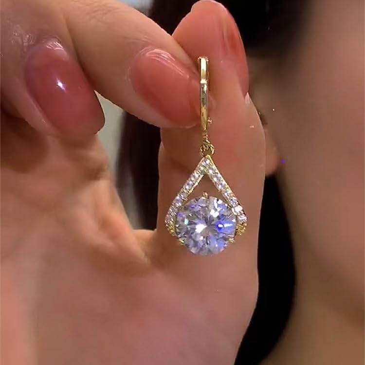 Super Sparkling Zircon Geometric Earrings, Niche Design Fashionable Light Luxury Small Earrings, Clasp Earrings for Women - color: Purple
