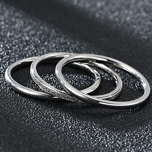 Jude Jewelers 2mm Stainless Steel Three-in-One Stackable Stacking Sand Brushed Wedding Band Ring