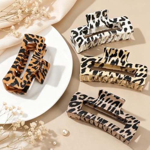 laxizar 4 Pcs Hair Clips 4.1 Inch Claw Clips Leopard Hair Accessories - color: leopard print 4