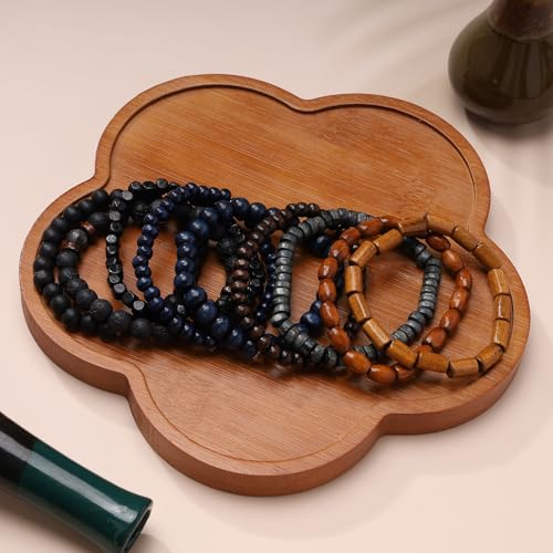 Mens Beaded Bracelets Tribal Wooden Elastic Adjustable Prayer Beads Wrap Cuff for Women - color: L: 10pcs