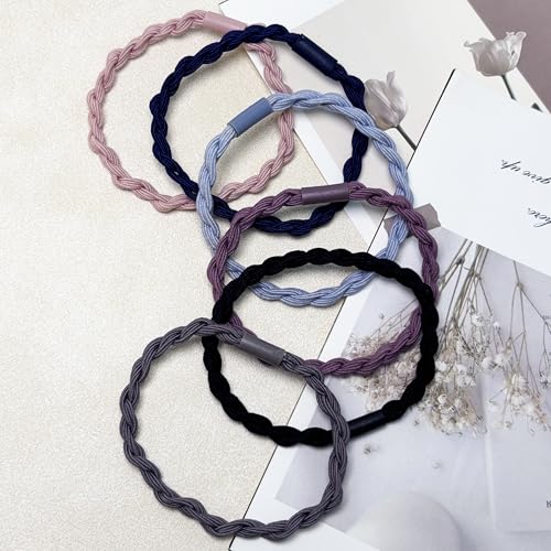 Hair Ties Elastics,Boho Hair Tie Bracelets,Hair Accessories | Cute Braided Hair Rubber Bands, 24 PCS No Pull Hair Elastics for Women, Ponytail Holders for Thick & Thin Hair