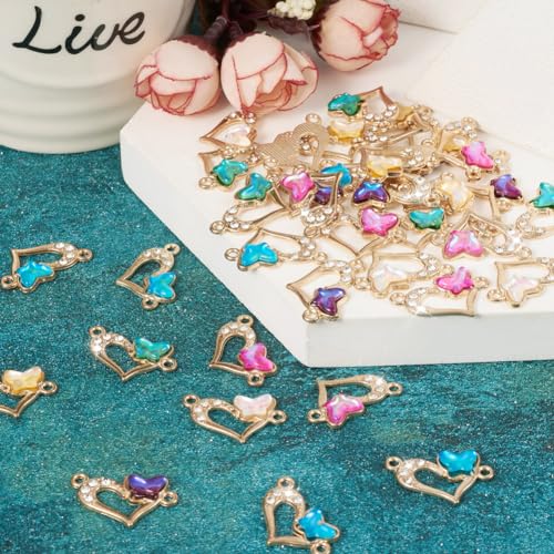 Elecrelive Crystal Heart Charms Rhinestone Heart Pendants Valentine Charms for Necklace Bracelet Earring Wedding Jewelry - color: 6 Colors Butterfly