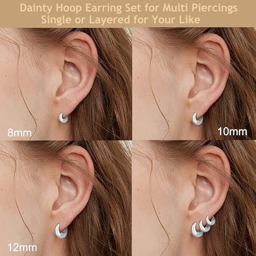 Wgoud Small Gold Hoop Earrings Set for Women, 6 Pairs 14K Gold Plated Hypoallergenic Lightweight Huggie Hoops Earrings, Trendy Cartilage Cubic Zirconia Earrings for Women Gifts. - color: 03Silver