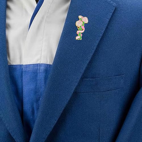 12 Pcs Red Rose Flower Enamel Lapel Pin, 1.5 inch Metal Badge Brooch for Women Men Clothes Bags Hats - style: Carnation