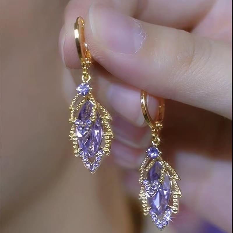 Crystal Teardrop Earrings Long Dangle Trendy Earrings for Women Gold Jewelry Gift