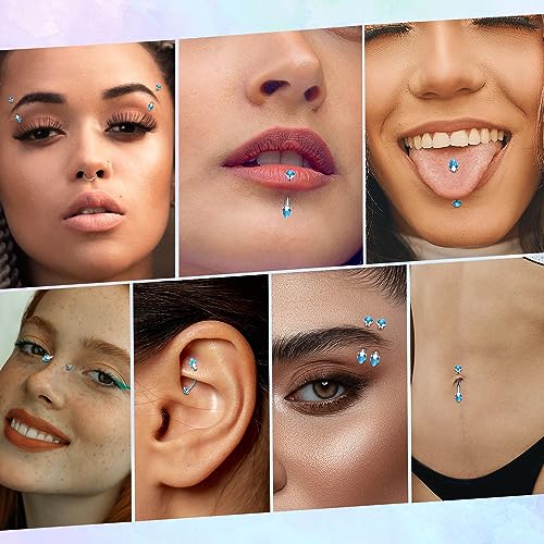 G23 Titanium Eyebrow Piercing Jewelry Eyebrow Rings Curved Barbell 16G Eyebrow Belly Button Ring Navel Rings Rook Daith Earrings Lip Ring Eyebrow Jewelry 6mm-12mm - color: 2PCS,Disc Shape +Cone Shape Blue Opal,Silver