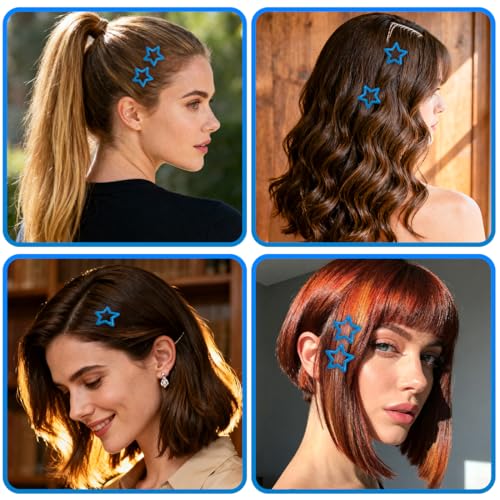 64 Pcs Metal Snap Hair Clips for Women,Small Snap Barrettes for Women Girls Thick Fine Hair (Dark blue) - color: Dark blue