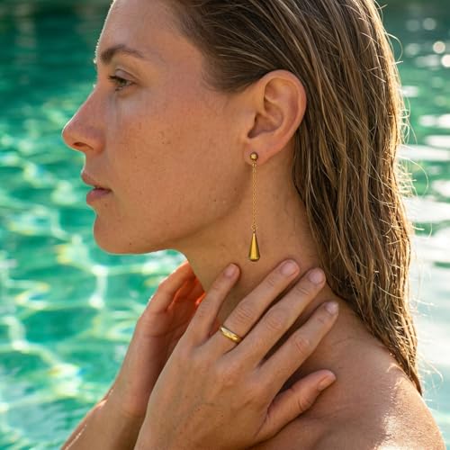 Gold Plated Dangle Earrings Dainty Silver Drop Earring Trendy Long Dangling Wedding Bridesmaid Hoop Diamond Crystal Cute Earring Prom Jewelry Graduation Gifts for Women - color: gold 4