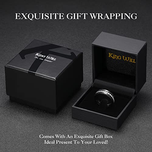 King Will 8mm Tungsten Carbide Rings for Men Cubic Zircon Stones Inlay - color: Black 8mm