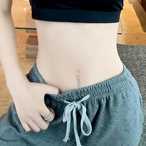 VCMART Belly Button Ring Short Bar Belly Ring Short Belly Button Rings Surgical Steel 6mm Belly Rings for Women Small Belly Button Piercing Navel Rings Piercing Jewelry - color: A2 -gold