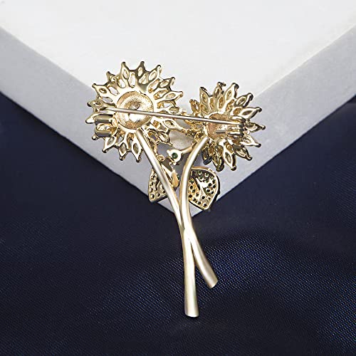 Brooches for Women, Shiny Cubic Zirconia Brooch Pins for Women Fashion Brooch Pin Broach Jewelry Gift - color: Sunflower