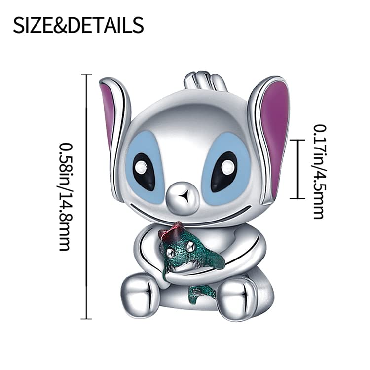 LIGHTDOG 925 Sterling Silver Charms for Bracelets Necklaces Dangle Pendants Beads Charms Fits Pandora Charms Bracelets Jewelry Holidays Gift for Women - style: Stitch Charm