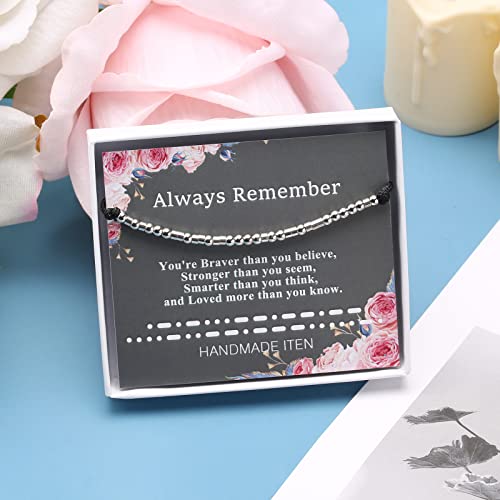 ASELFAD Morse Code Bracelets for Women, Funny Best Friend Birthday Gifts for Women Friendship Bracelets, Inspirational Jewelry, Teen Girl Gifts Trendy Stuff - style: Always Remember
