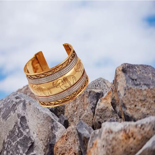 Touchstone Indian Bollywood Handcrafted Slip In Easy To Wear Stylish Wrist Enhancer Designer Broad Jewelry Cuff Bracelet For Women and Men. - style: Elephant 2